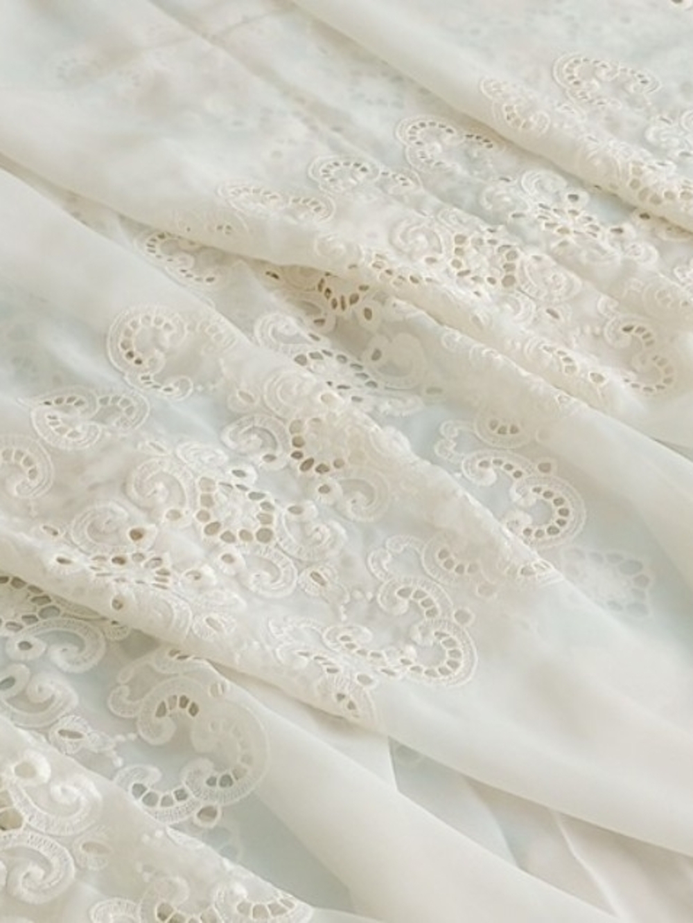 Ivory-White Lace Eyelet 167" Wide / 83" Long Sheer Curtain Panel